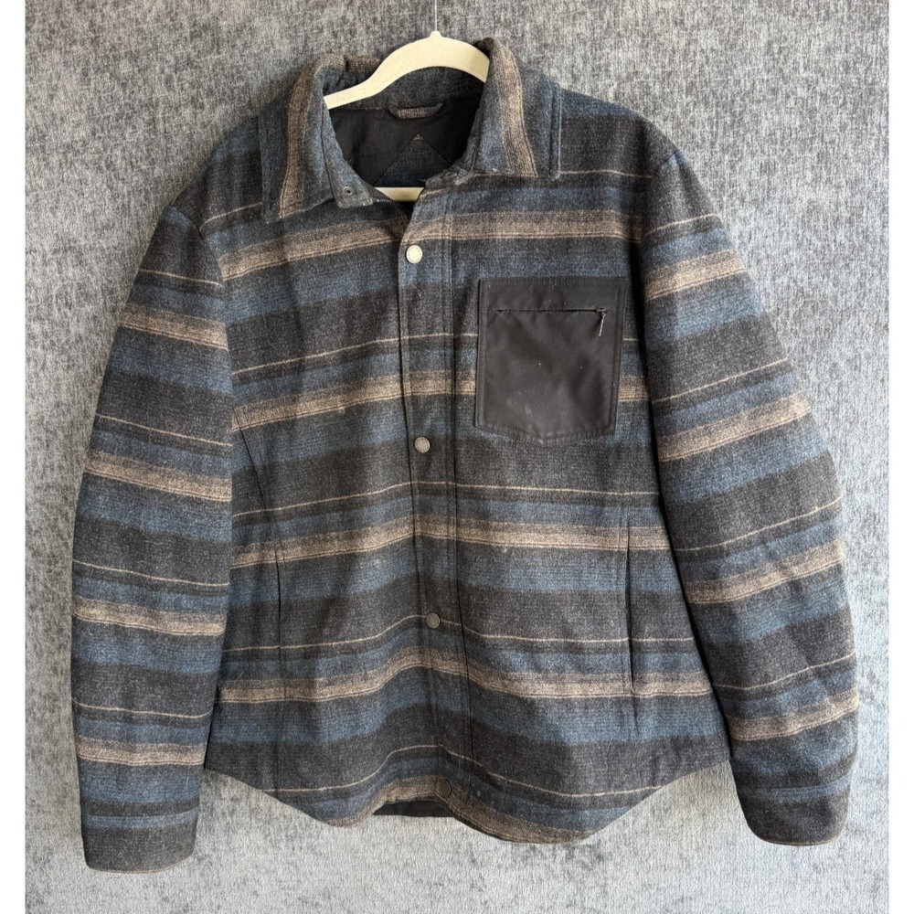 Pendleton Wool Blend Stripe Shirt Jacket Mens Large Snap Zip Shacket Coat Multi